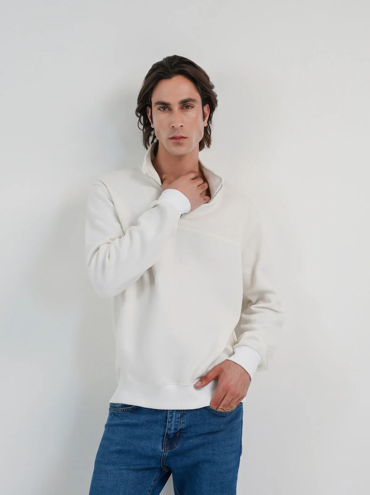 "FRAZER" Casual Mock Neck Sweatshirt