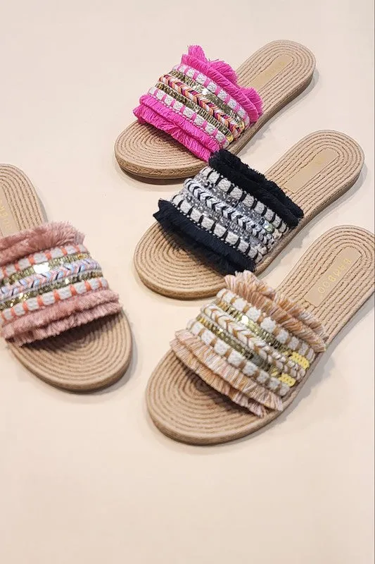 Sandy Tassel Decor Flat Sandals