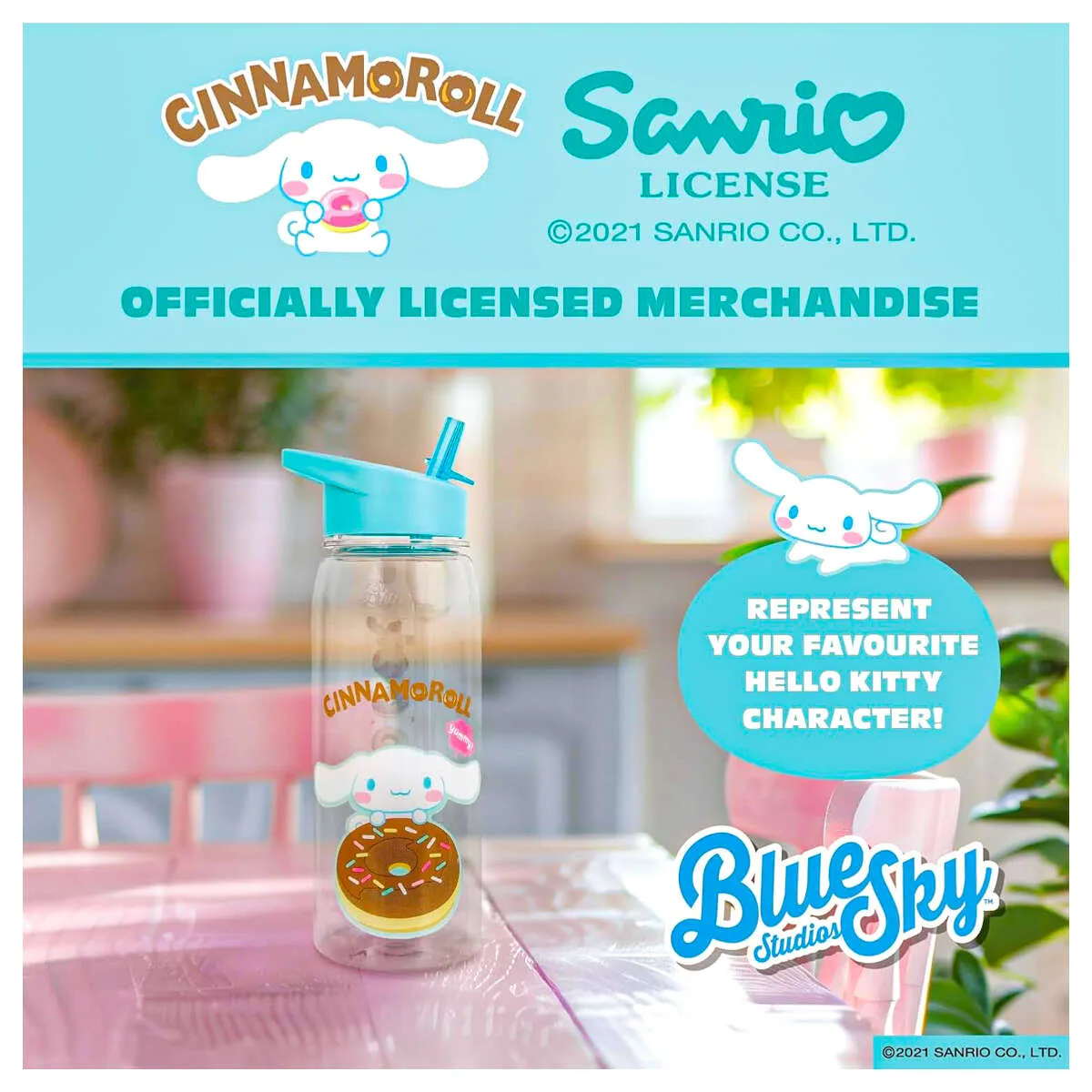 Sanrio Cinnamoroll Flip Top Water Bottle 650ml