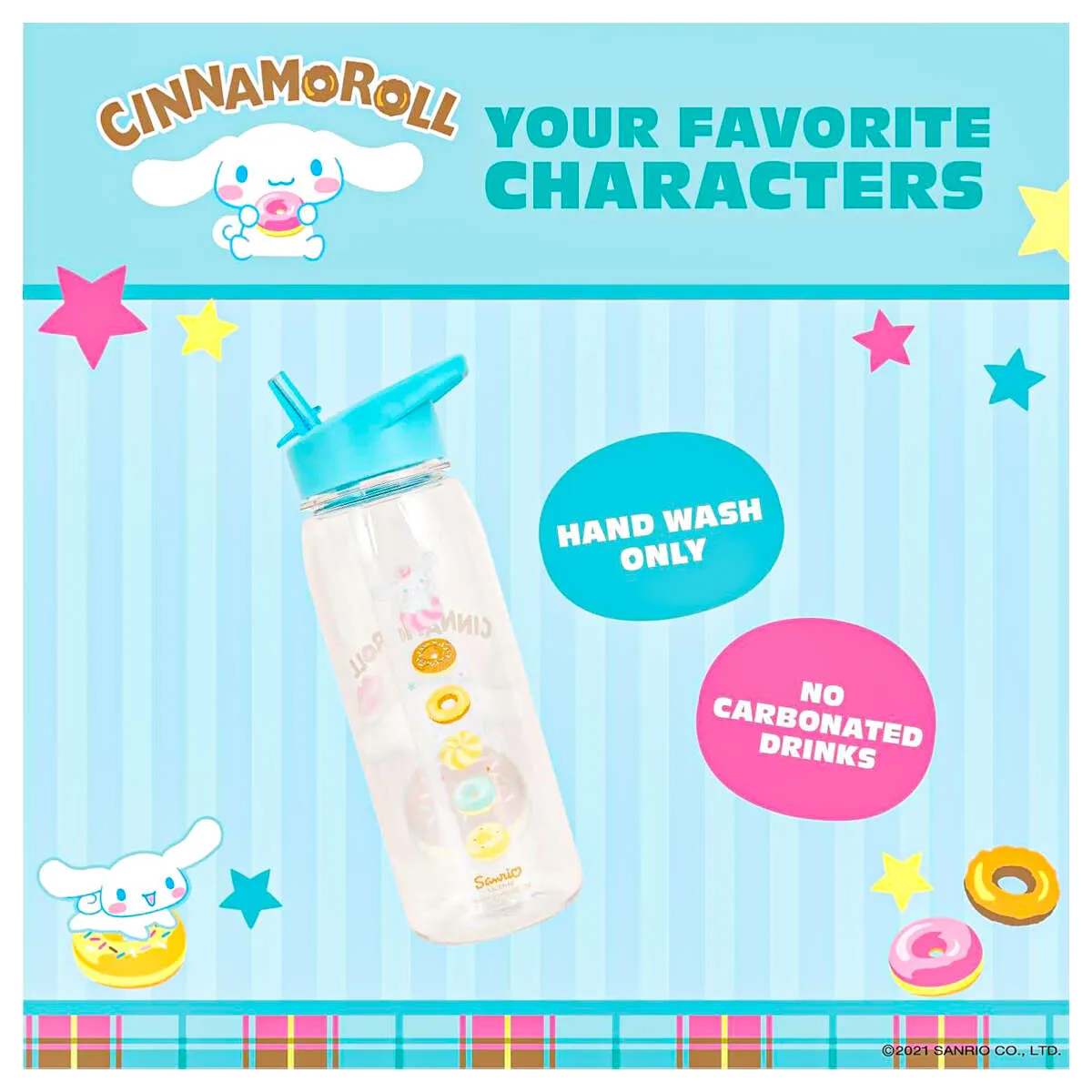Sanrio Cinnamoroll Flip Top Water Bottle 650ml