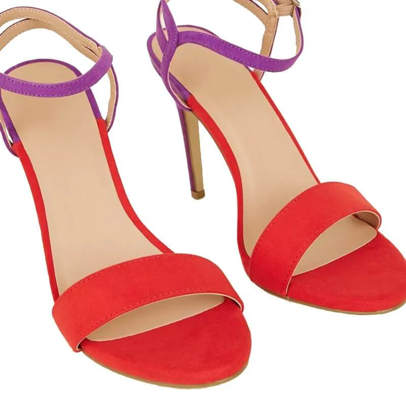 Sexy Suede 594:633 Multi Open Toe High Heel Buckle Sandals