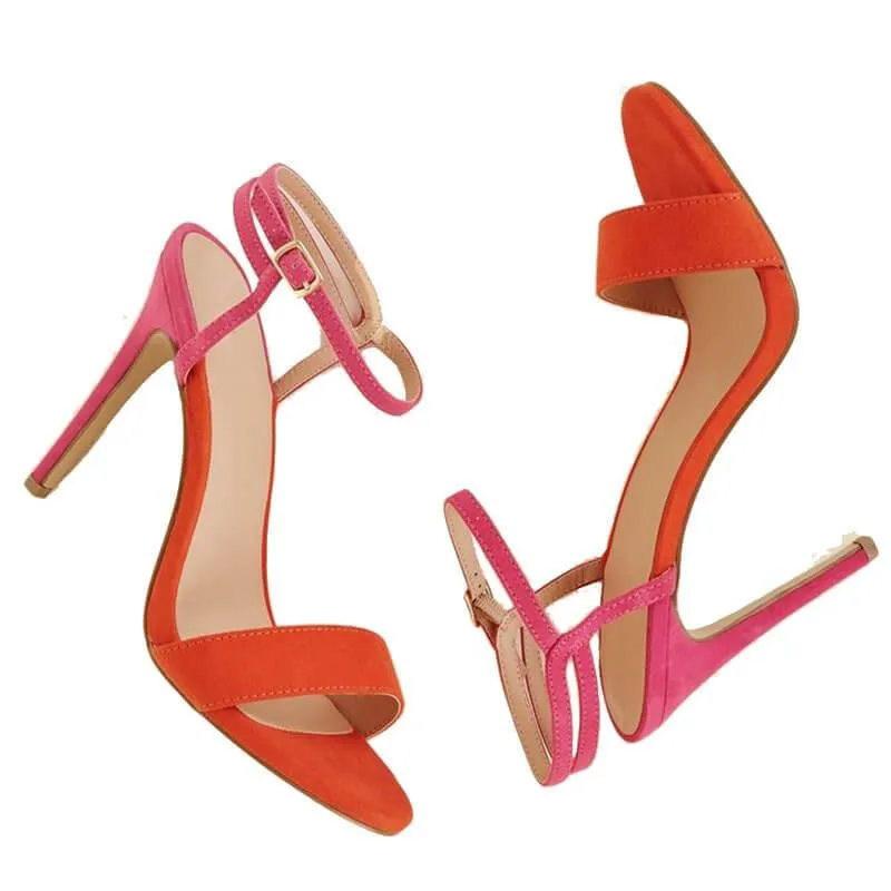 Sexy Suede 594:633 Multi Open Toe High Heel Buckle Sandals