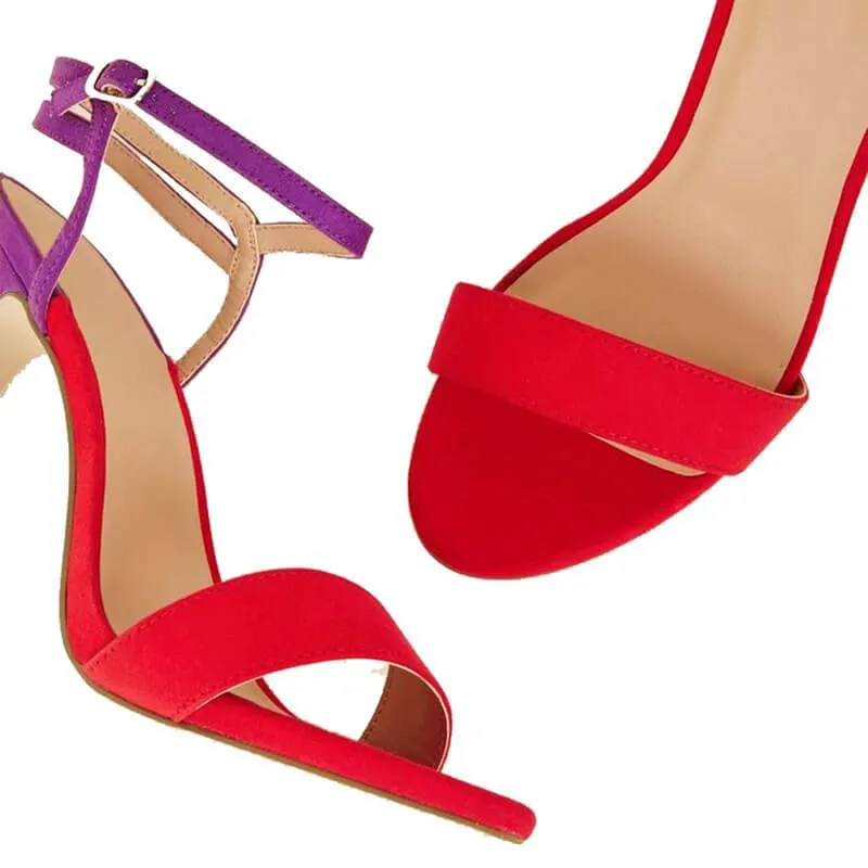 Sexy Suede 594:633 Multi Open Toe High Heel Buckle Sandals