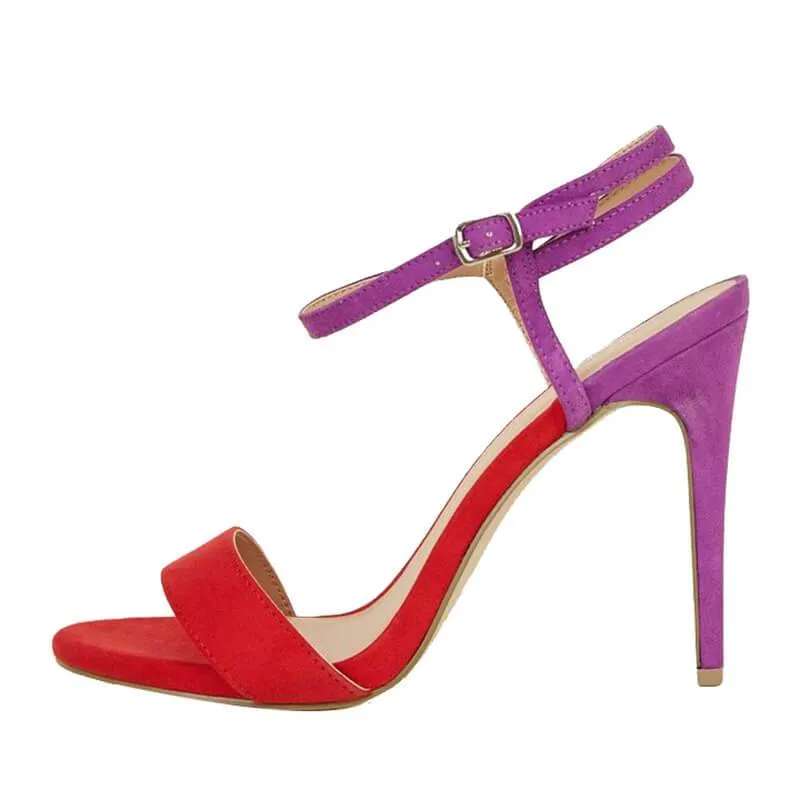 Sexy Suede 594:633 Multi Open Toe High Heel Buckle Sandals