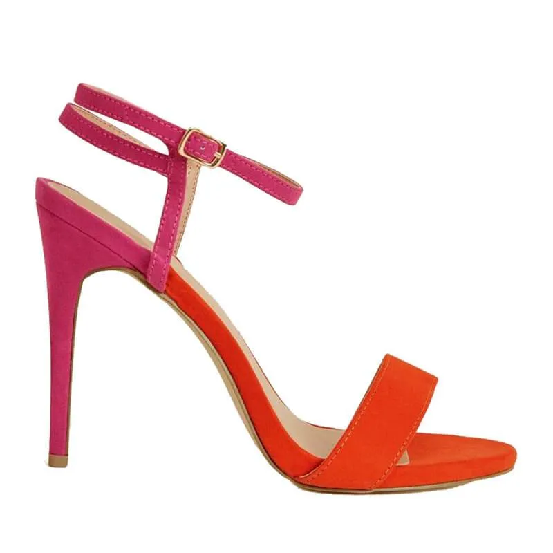 Sexy Suede 594:633 Multi Open Toe High Heel Buckle Sandals