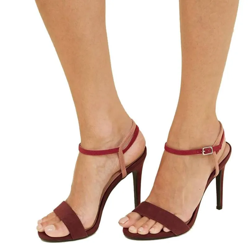 Sexy Suede 594:633 Multi Open Toe High Heel Buckle Sandals