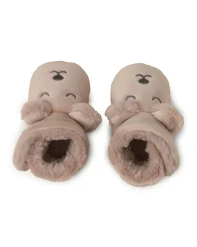 Toddler Faux Fur Bear Booties - Antique Taupe