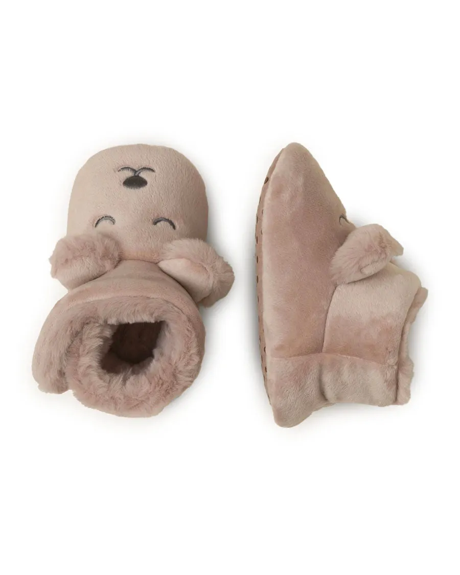 Toddler Faux Fur Bear Booties - Antique Taupe