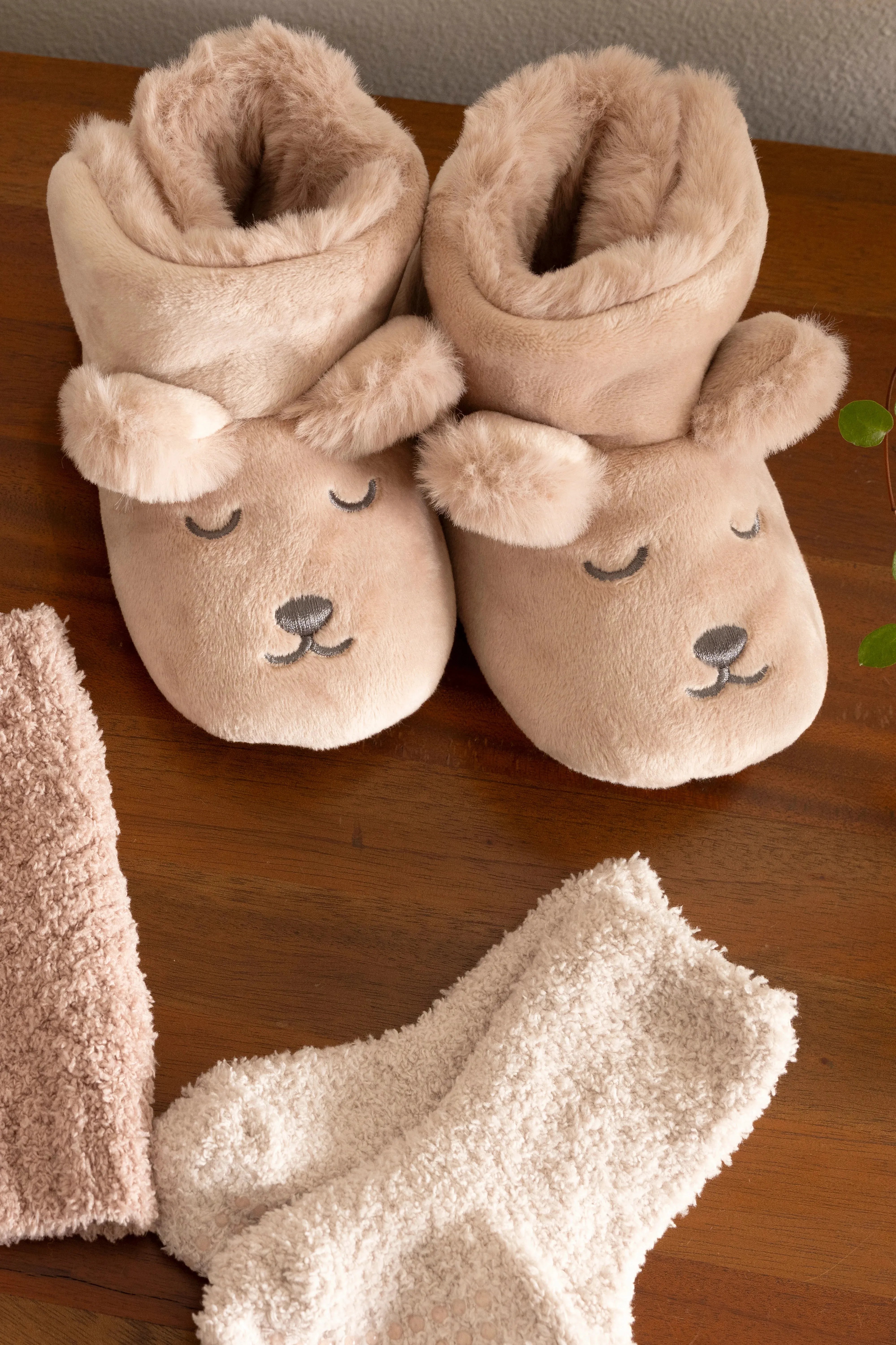 Toddler Faux Fur Bear Booties - Antique Taupe