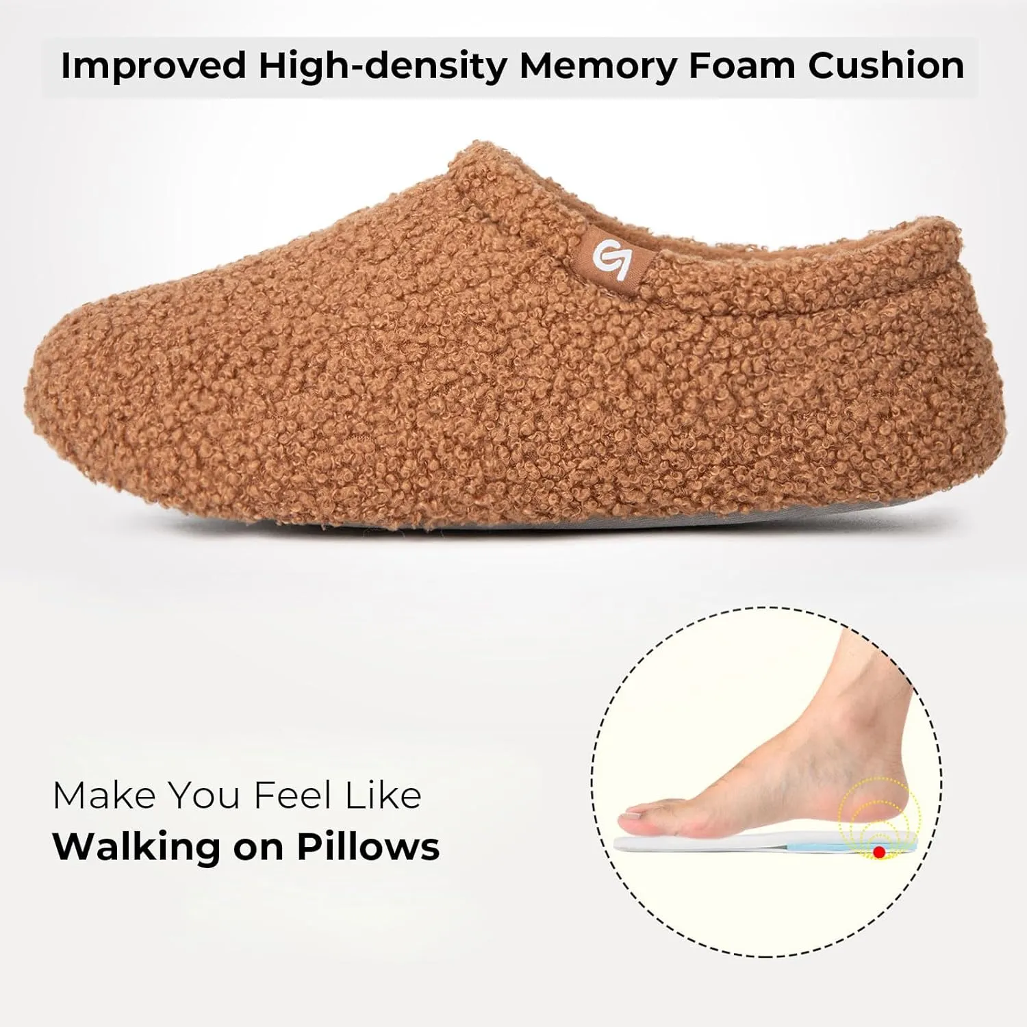 VeraCosy Women's Fuzzy Teddy Slippers Lightweight Memory Foam Indoor House Shoes