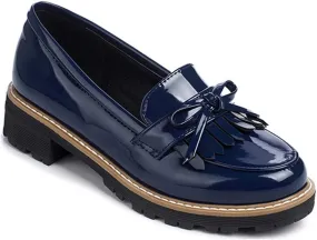 VOKLIN Women's Classic Tassels Flat Oxford Shoes Patent Leather Slip On Low Heel Bowtie School Penny Loafers