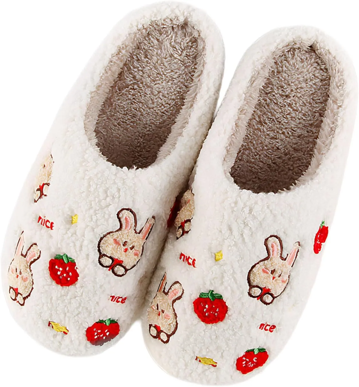 Women's Men's Cute Retro House Slippers Memory Foam Plush Fuzzy Indoor Shoes