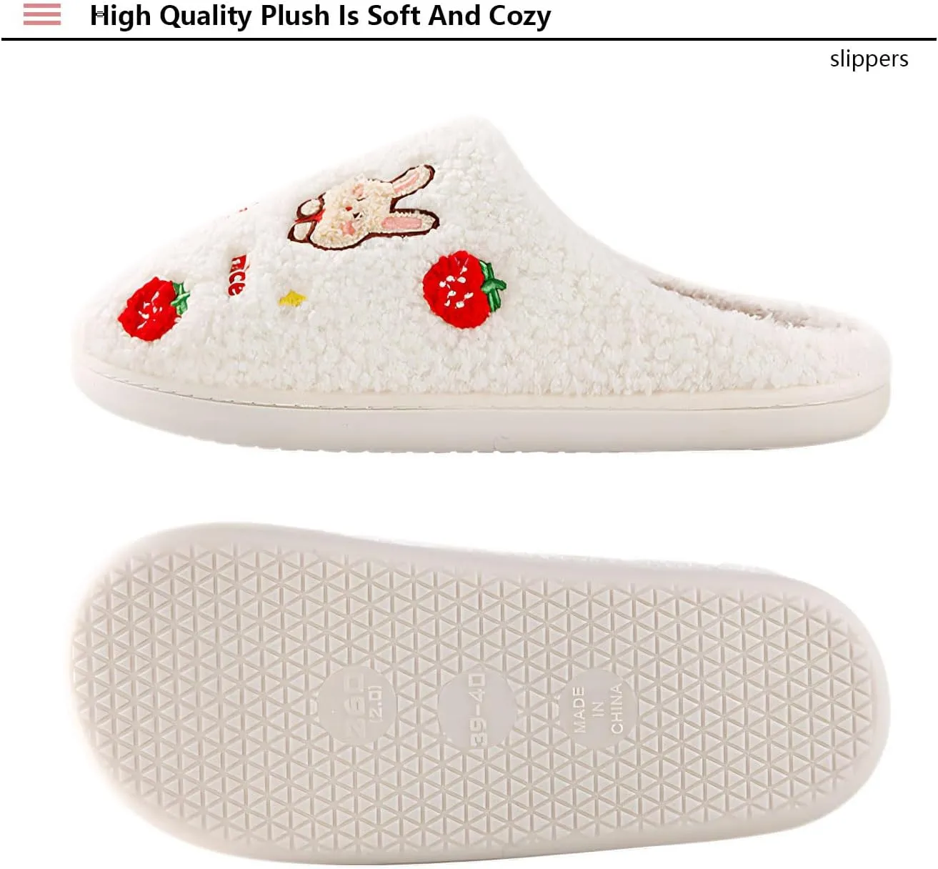Women's Men's Cute Retro House Slippers Memory Foam Plush Fuzzy Indoor Shoes