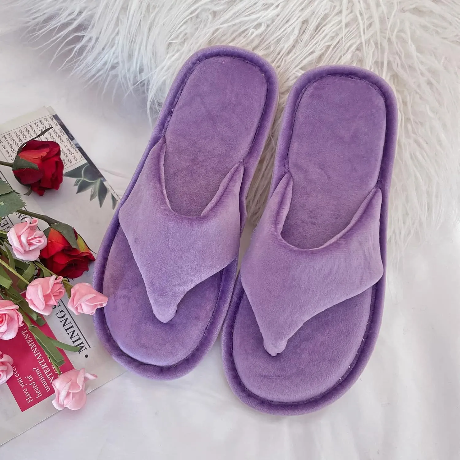 Womens Thong Slippers with Memory Foam for Women Open Toe Slip on