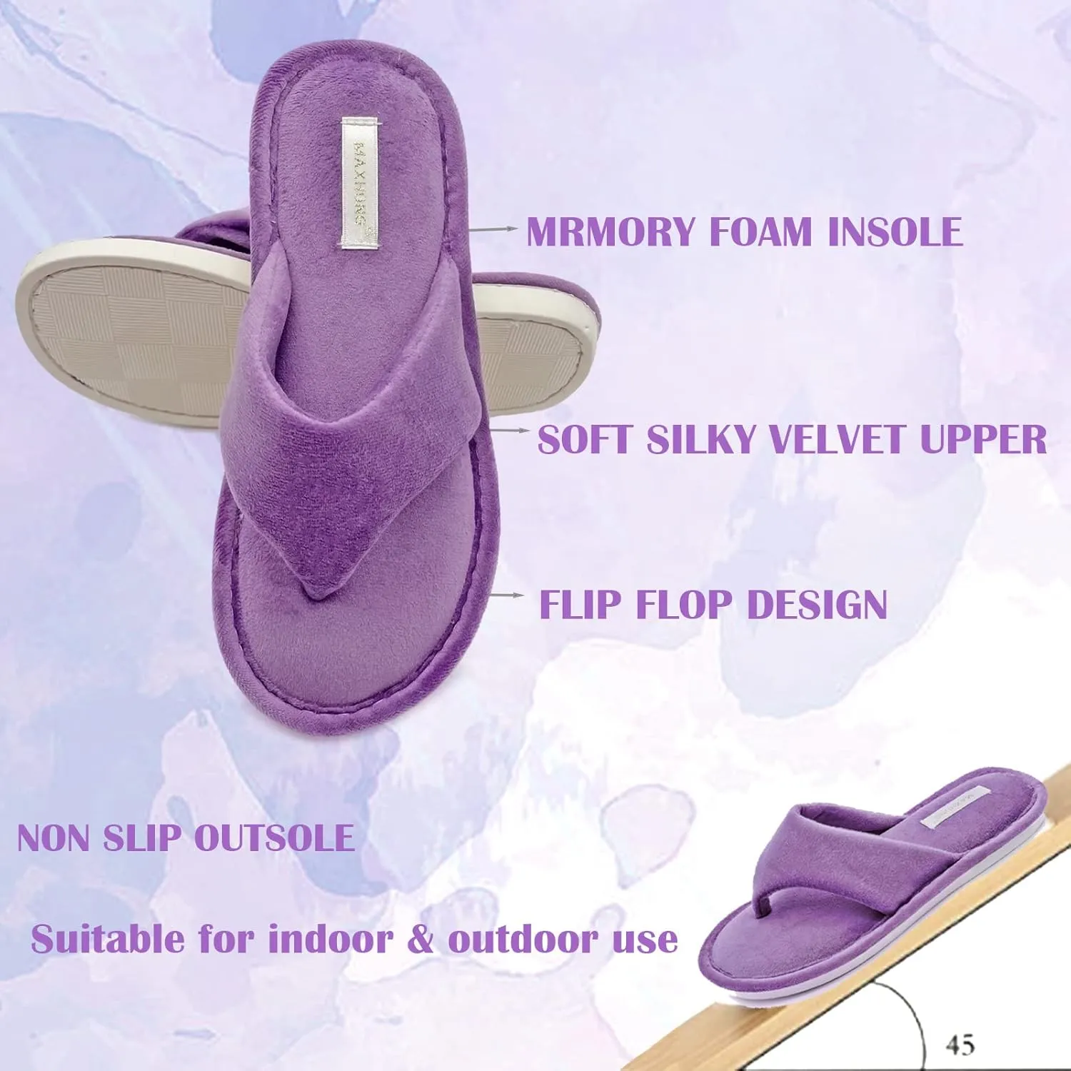 Womens Thong Slippers with Memory Foam for Women Open Toe Slip on