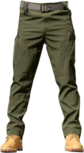 ZYXTIM Mens Cargo Combat Work Trouser Plus Size Tactical Trousers Multi Zipper Pockets Stretch Athletic Hiking Casual Chinos